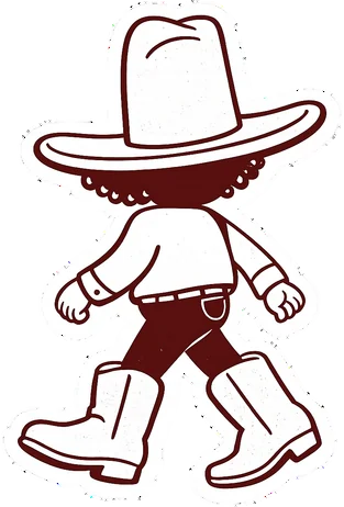 El Gordito — a little cowboy walking in big boots